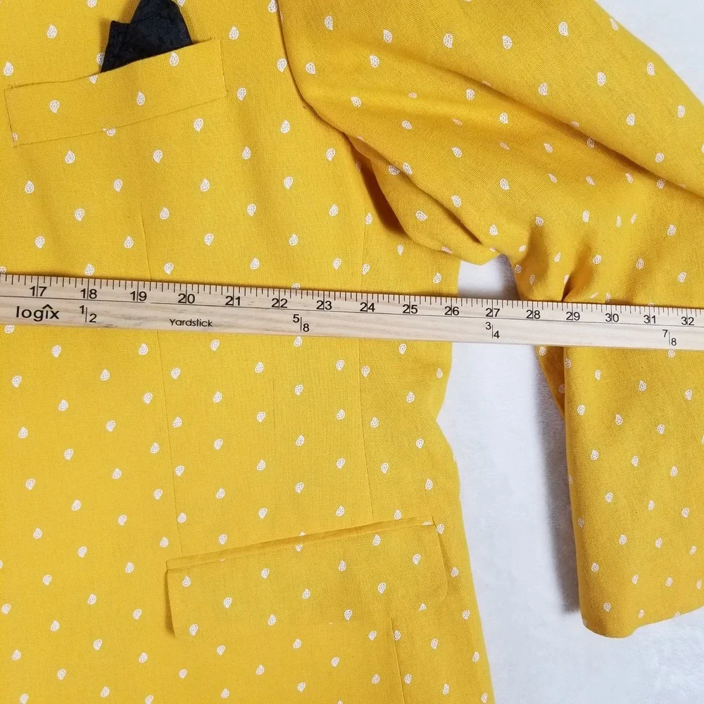 Linea Uomo Blazer Mens 52R Yellow Linen Blend Micro Teardrop Paisley Lined S3100